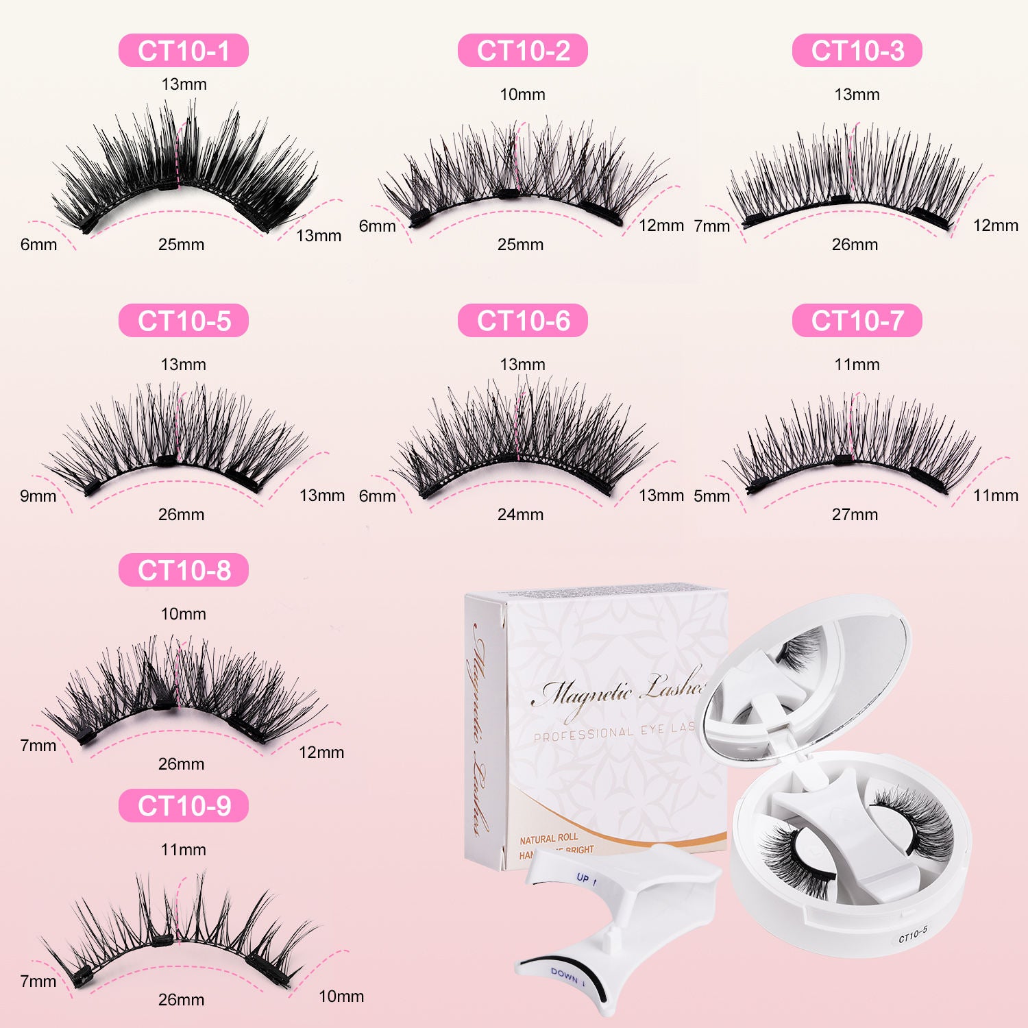 KKSHOP PICK Magnetic Eyelashes 1 Pair Reusable Magnetic Eyelashes with Applicator No Glue Needed Eyelashes Water Proof