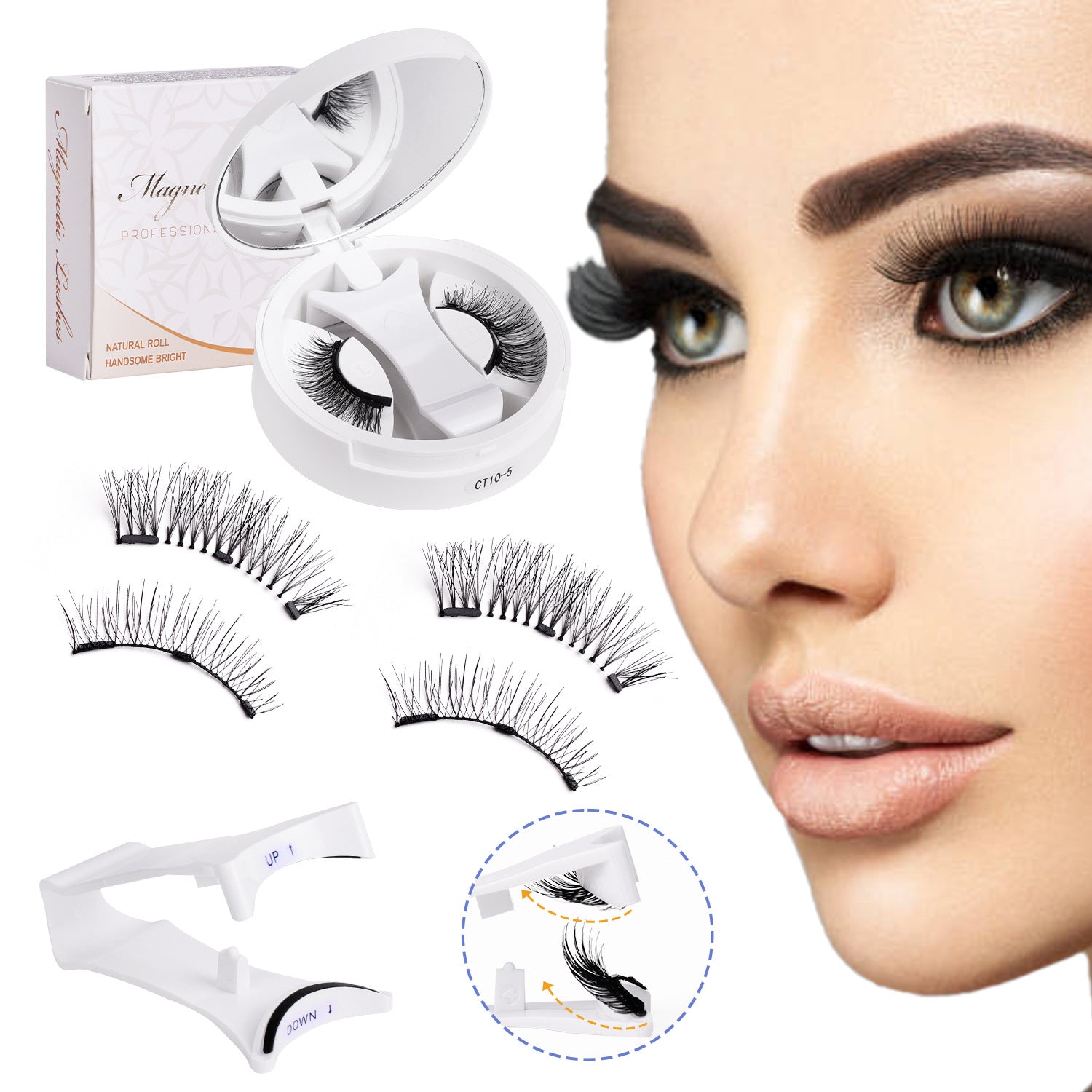 KKSHOP PICK Magnetic Eyelashes 1 Pair Reusable Magnetic Eyelashes with Applicator No Glue Needed Eyelashes Water Proof