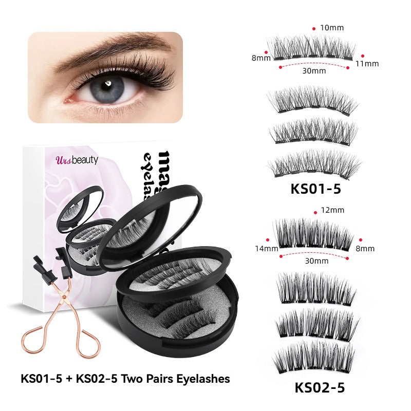 5D Soft Magnetic Eyelashes Reusable 2 Pairs Pestañas magnéticas with Applicator No Glue Needed Eyelashes