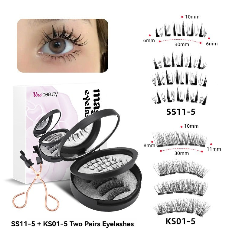 5D Soft Magnetic Eyelashes Reusable 2 Pairs Pestañas magnéticas with Applicator No Glue Needed Eyelashes