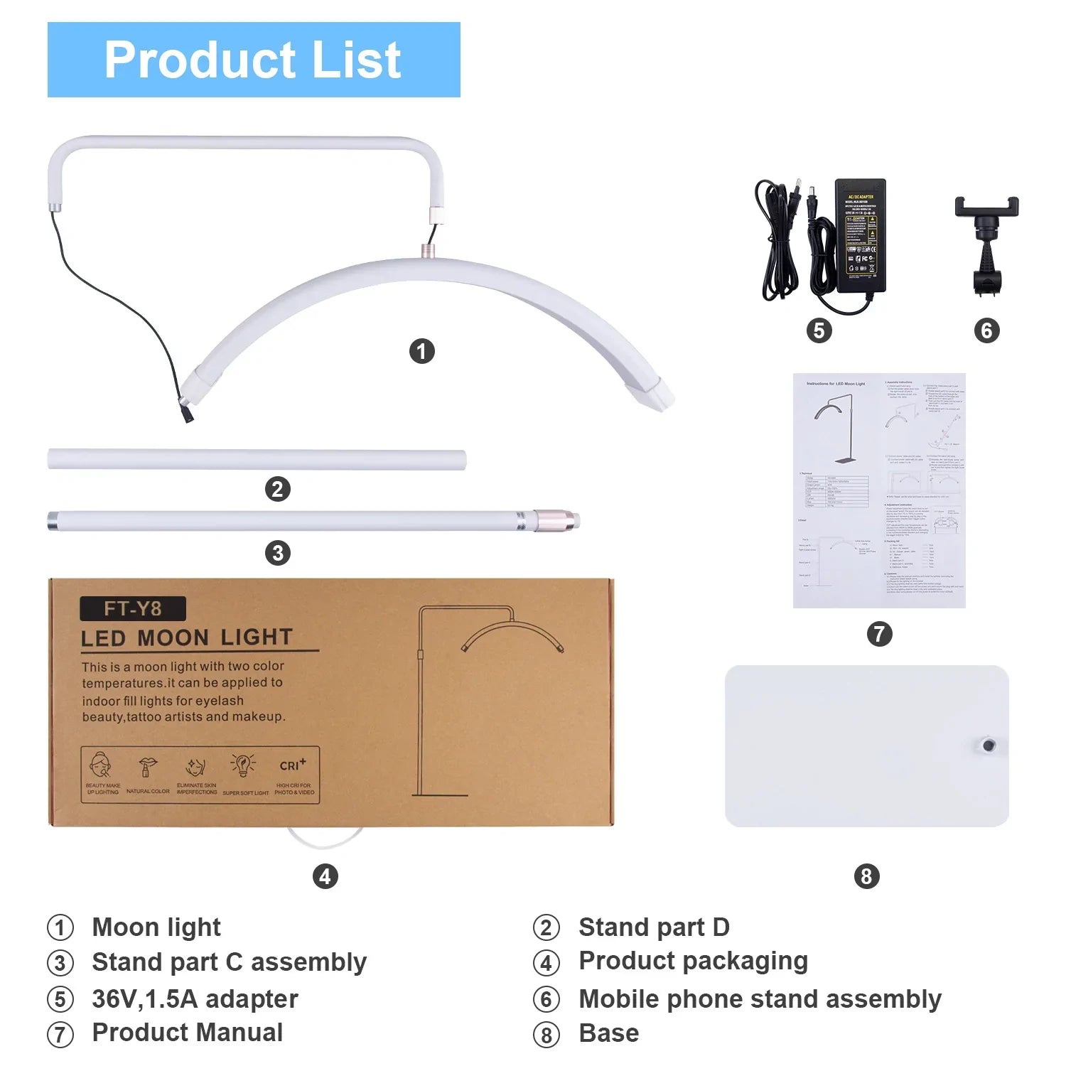 Touch Screen Half Moon Floor Lash Light