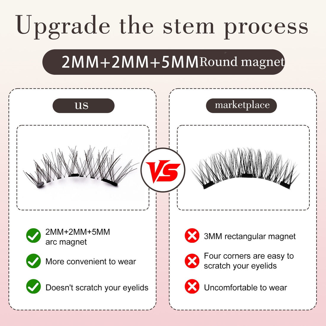 KKSHOP PICK Magnetic Eyelashes 1 Pair Reusable Magnetic Eyelashes with Applicator No Glue Needed Eyelashes Water Proof