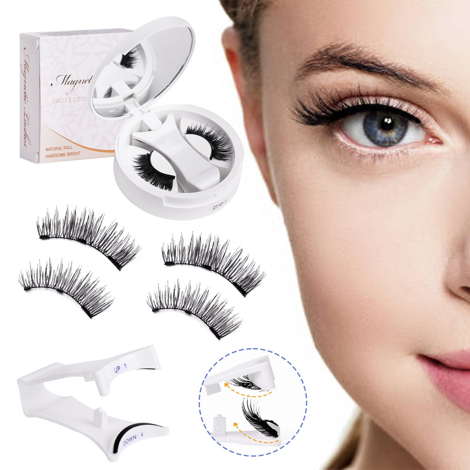 KKSHOP PICK Magnetic Eyelashes 1 Pair Reusable Magnetic Eyelashes with Applicator No Glue Needed Eyelashes Water Proof