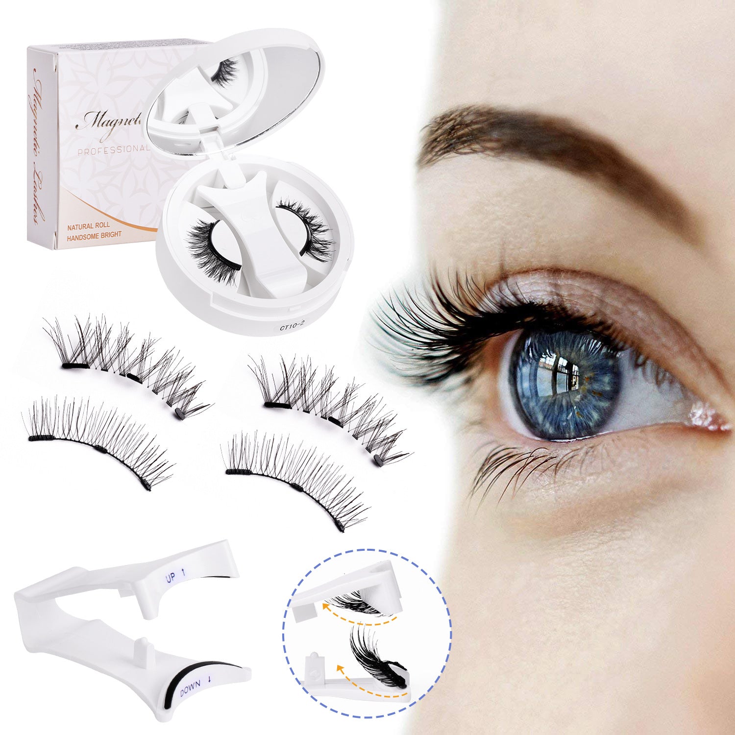 KKSHOP PICK Magnetic Eyelashes 1 Pair Reusable Magnetic Eyelashes with Applicator No Glue Needed Eyelashes Water Proof