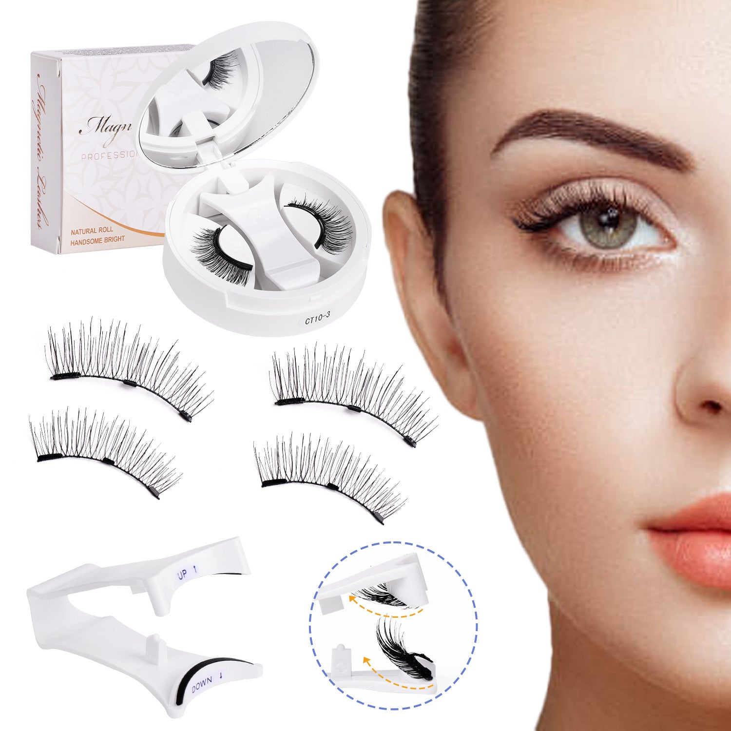 KKSHOP PICK Magnetic Eyelashes 1 Pair Reusable Magnetic Eyelashes with Applicator No Glue Needed Eyelashes Water Proof