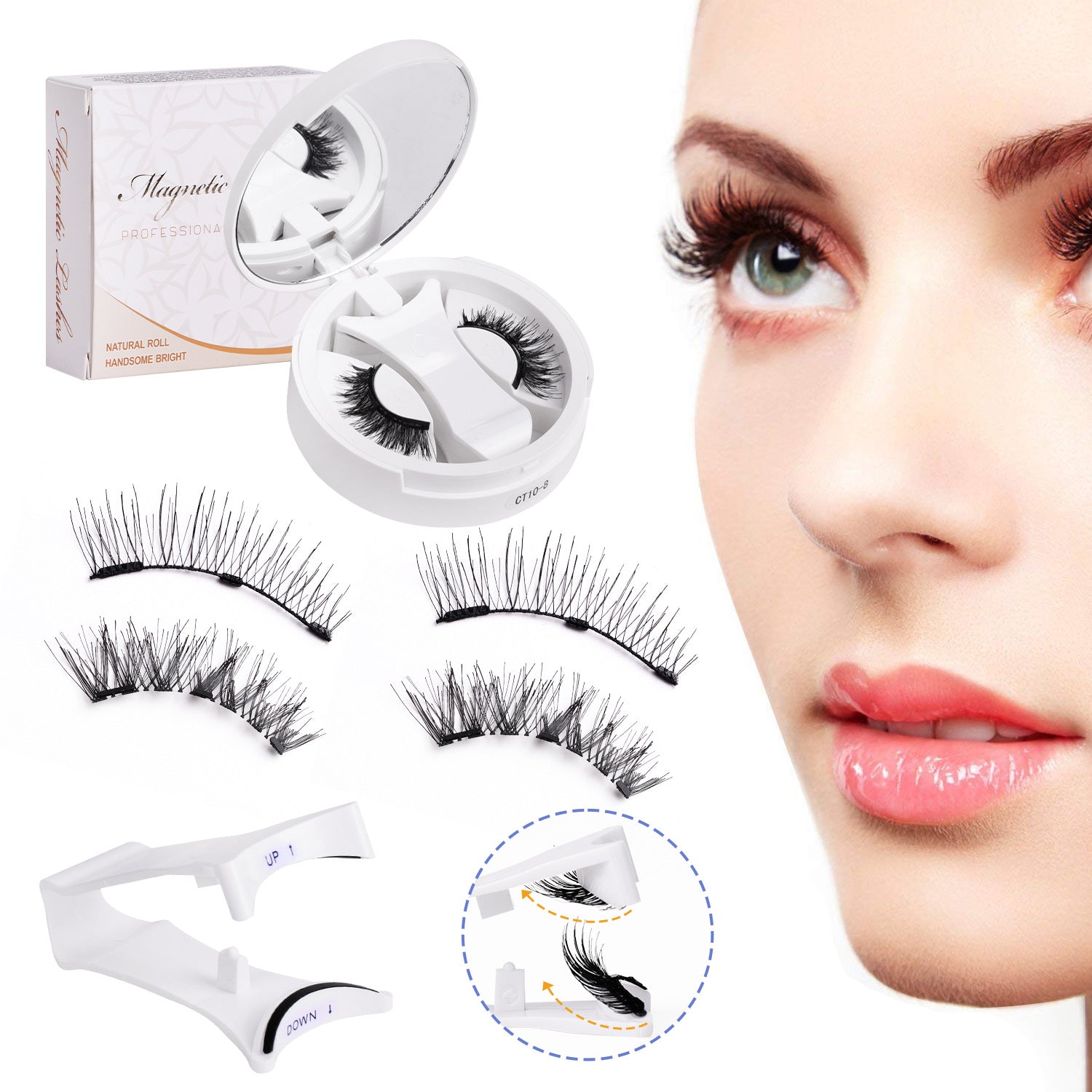 KKSHOP PICK Magnetic Eyelashes 1 Pair Reusable Magnetic Eyelashes with Applicator No Glue Needed Eyelashes Water Proof