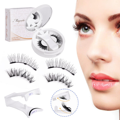 KKSHOP PICK Magnetic Eyelashes 1 Pair Reusable Magnetic Eyelashes with Applicator No Glue Needed Eyelashes Water Proof