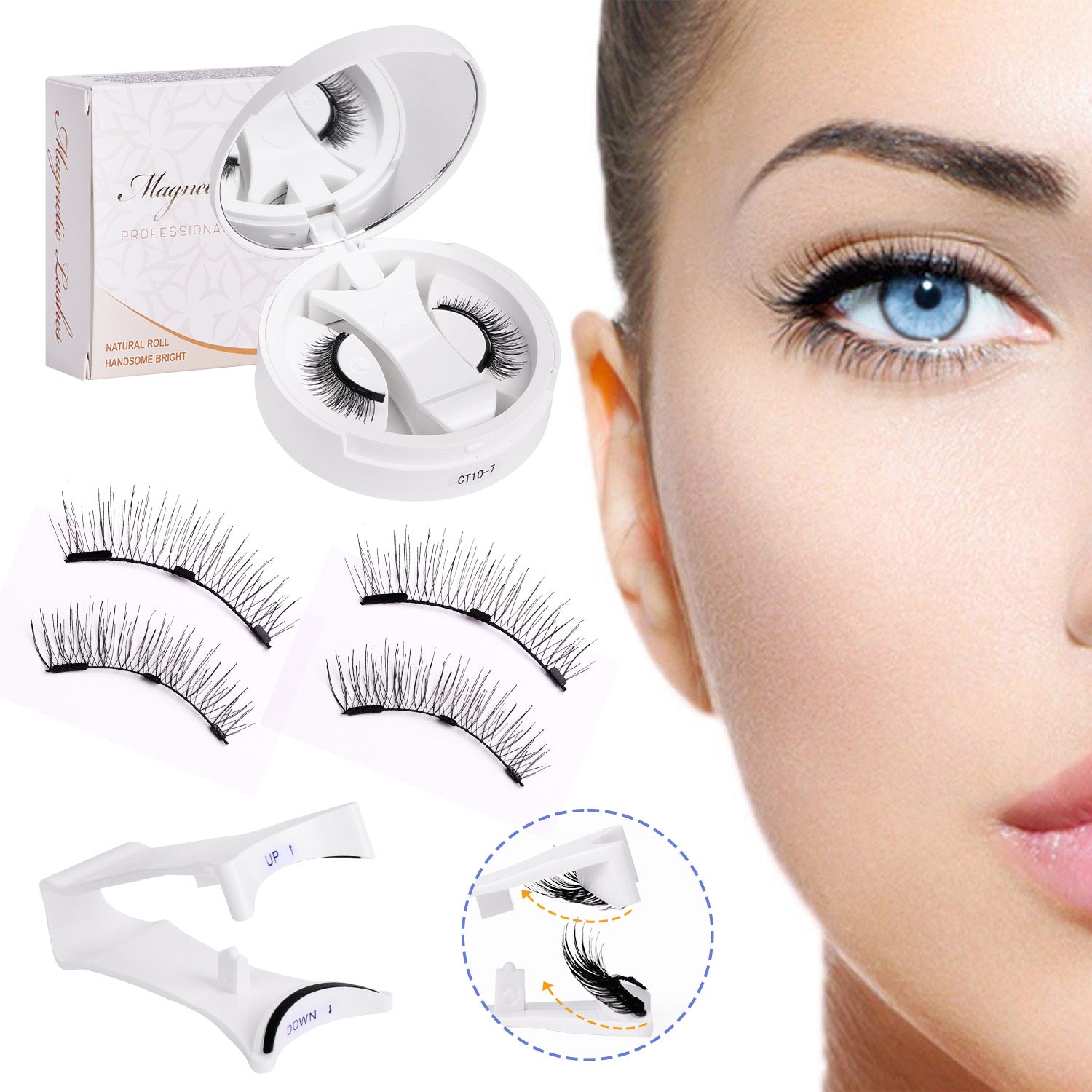 KKSHOP PICK Magnetic Eyelashes 1 Pair Reusable Magnetic Eyelashes with Applicator No Glue Needed Eyelashes Water Proof