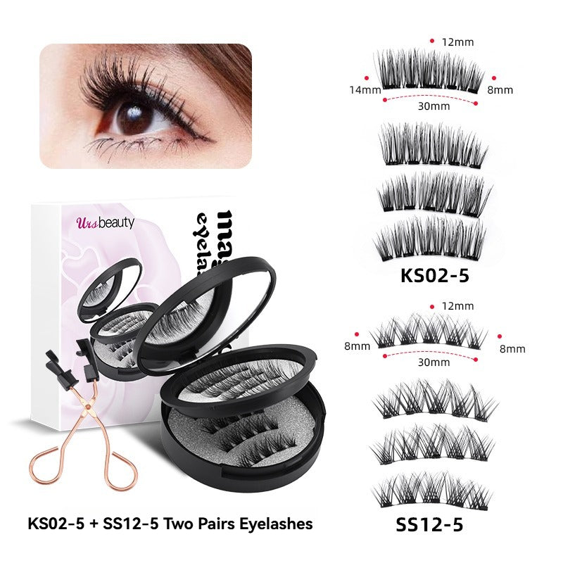 5D Soft Magnetic Eyelashes Reusable 2 Pairs Pestañas magnéticas with Applicator No Glue Needed Eyelashes