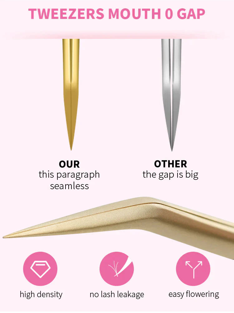 OW Lashes High Quality Matte Pink Gold Volume Lash Tweezers OwnWholesale