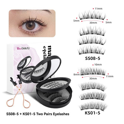 5D Soft Magnetic Eyelashes Reusable 2 Pairs Pestañas magnéticas with Applicator No Glue Needed Eyelashes