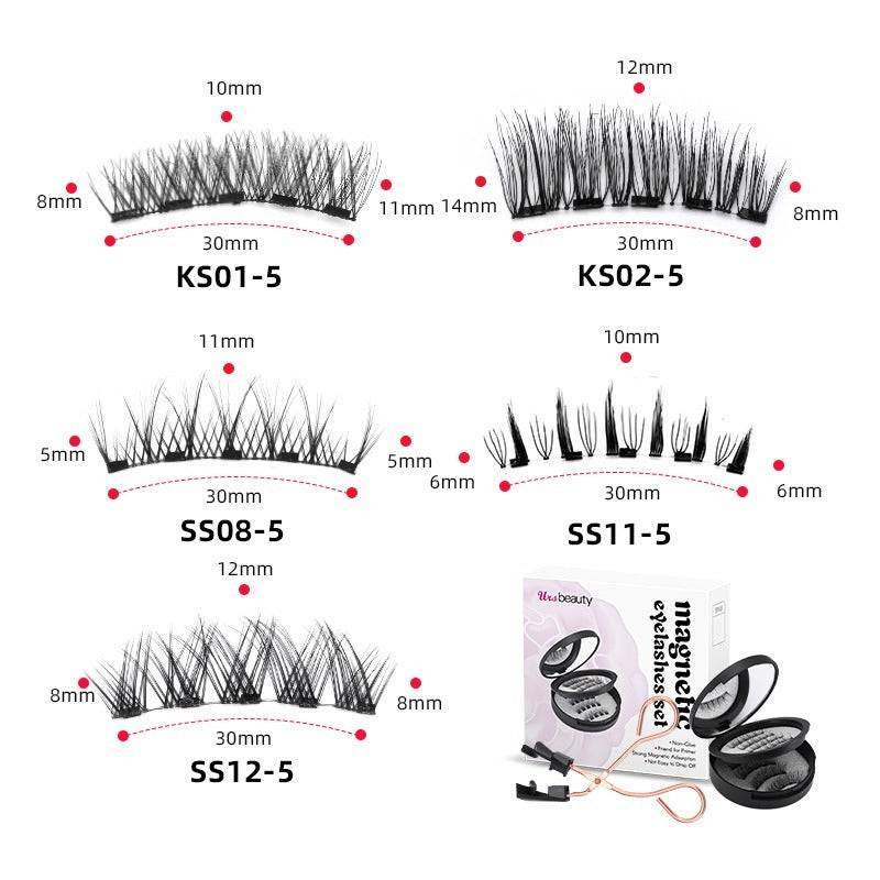 5D Soft Magnetic Eyelashes Reusable 2 Pairs Pestañas magnéticas with Applicator No Glue Needed Eyelashes
